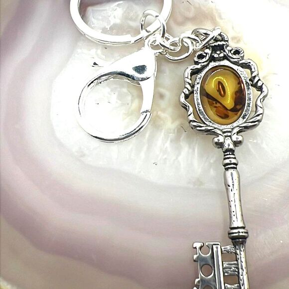 Genuine Amber Key Purse Charm Keychain - NEW! - Picture 3 of 5